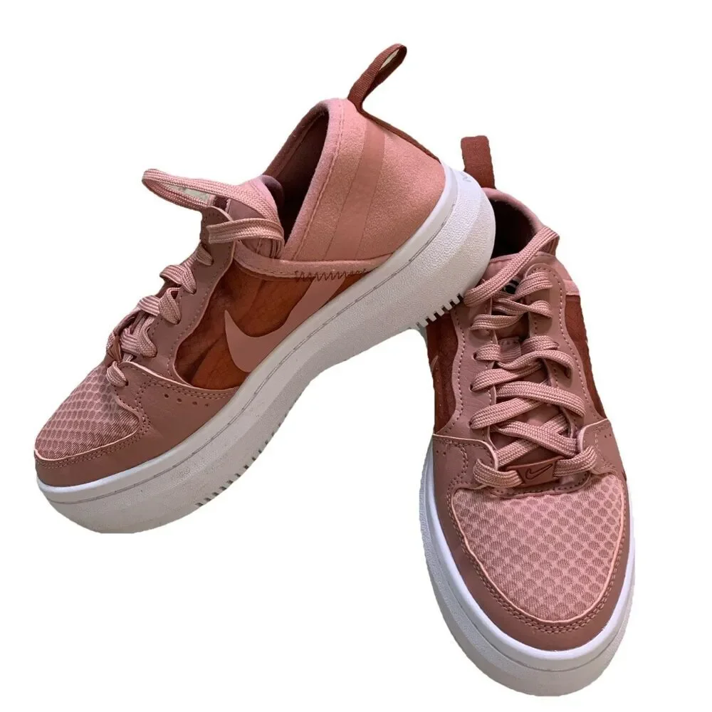 Nike Court Vision Women’s Tennis Shoes Alta TXT Rust Pink Platform Size 6M - Picture 1 of 9